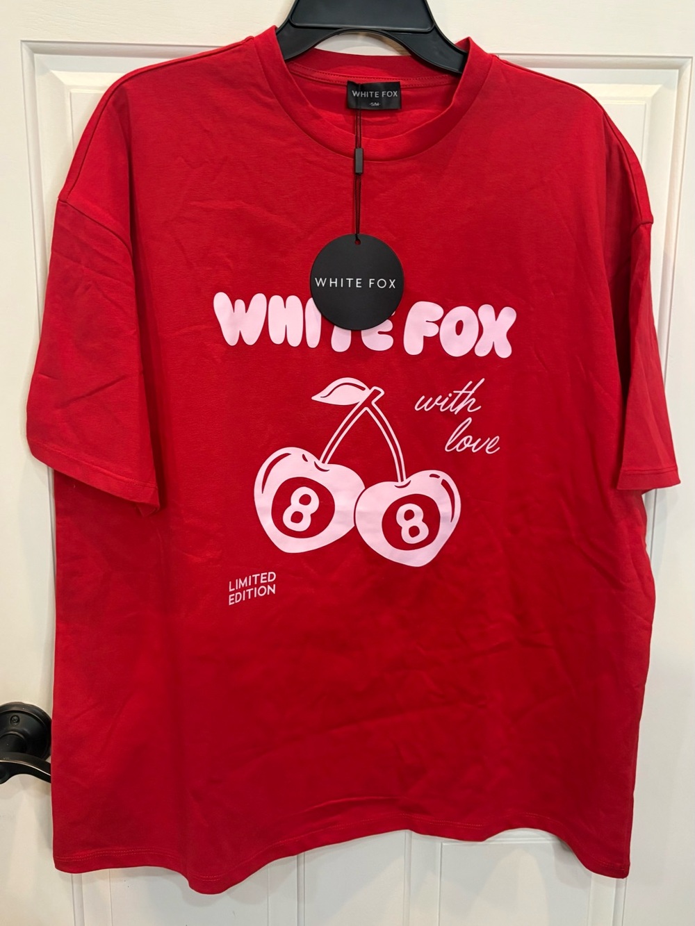 White Fox Women’s With Love In The Moment Oversized Tee Red Sz S/M Limited Edtn